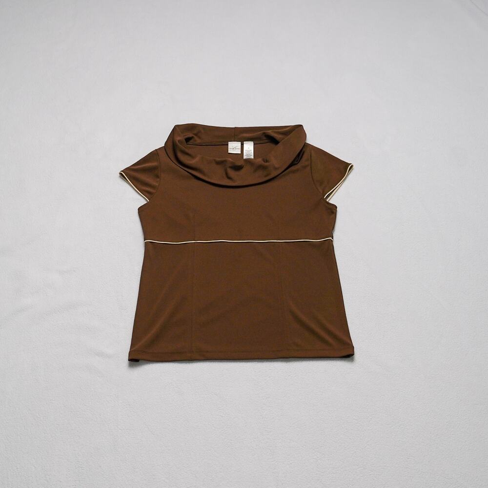 Emma James Brown Portrait Collar Top - Medium, Office Siren